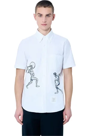 Thom Browne Homme, Chemises, Blanc, Taille: S Chemise à Cording Brodé