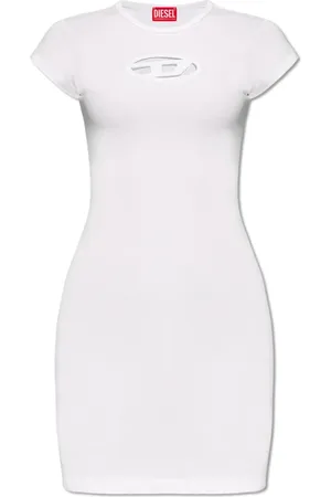 Diesel Femme, Robes, Blanc, Taille: 36 FR Robe moulante avec logo
