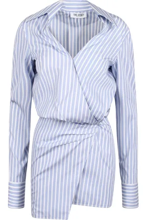 The Attico Femme, Robes, Bleu, Taille: 38 FR Mini-robe chemisier rayée