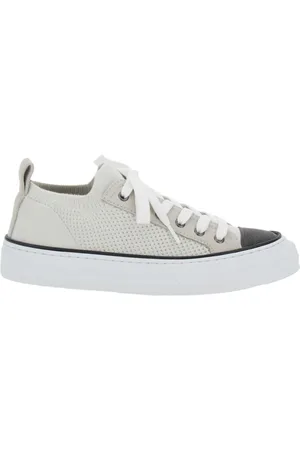 Brunello Cucinelli Femme, Chaussures, Blanc, Taille: 39 EU Baskets Basses Blanches à Lacets