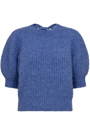 Co`Couture Femme, Pulls, Bleu, Taille: 36 FR Pull à en tricot bleu pâle