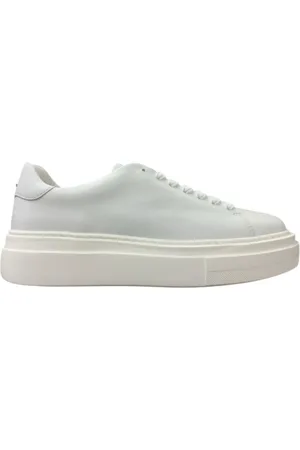 Paciotti Homme, Chaussures, Blanc, Taille: 43 EU Baskets en Cuir Blanc avec Logo Épée Argent