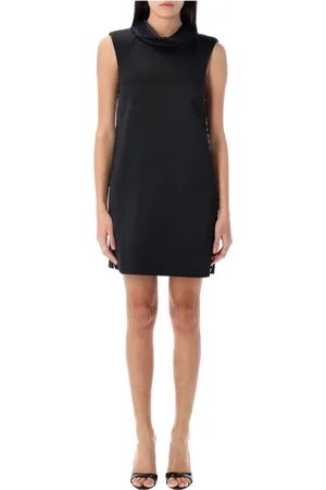 Self-Portrait Femme, Robes, Noir, Taille: 36 FR Robe Mini Noire en Satin avec Détail de Chaîne