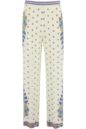 Etro Femme, Pantalons, Multicolore, Taille: 36 FR Pantalon Palazzo en Soie Imprimé Paisley