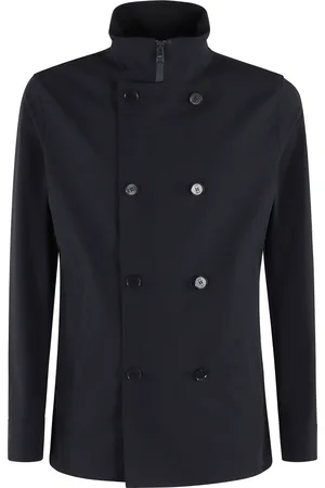 Duno Homme, Vestes, Bleu, Taille: L Veste Bleue en Nylon Stretch à Double Boutonnage