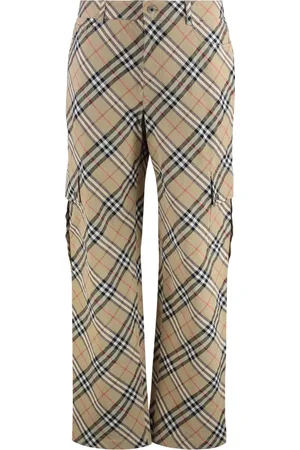 Burberry Homme, Pantalons, , Taille: L Pantalon large en lin et coton à motif