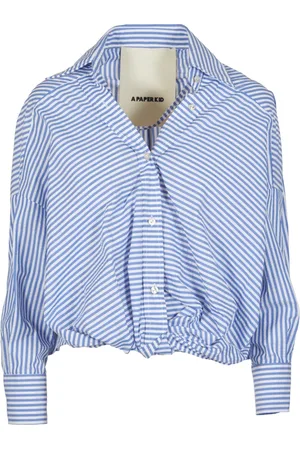 A PAPER KID Femme, Blouses et Chemises, Bleu, Taille: 38 FR Chemise à rayures pour enfants
