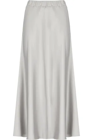 D.EXTERIOR Femme, Jupes, Gris, Taille: 38 FR Jupe en Satin Gris à Taille Élastique