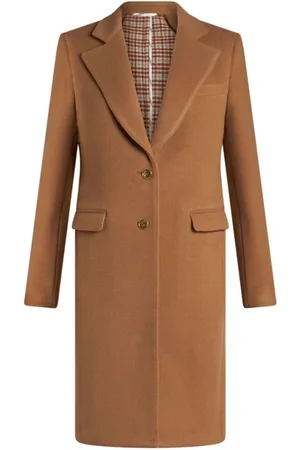 Etro Femme, Manteaux, Brun, Taille: 38 FR Manteau Brun en Laine Mélangée avec Revers en Pointe