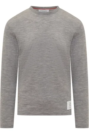 Thom Browne Homme, Tops, Gris, Taille: M Wool Jersey LS Tee