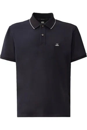C.P. Company Homme, Tops, Bleu, Taille: 2XL Polo en coton stretch avec col côtelé