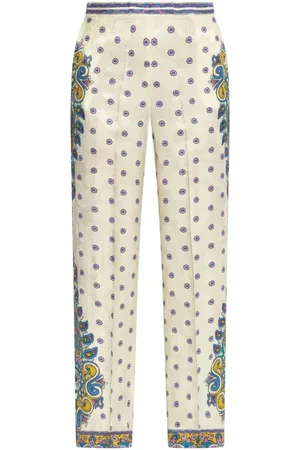 Etro Femme, Pantalons, Blanc, Taille: 46 FR Pantalon slim taille haute imprimé cachemire