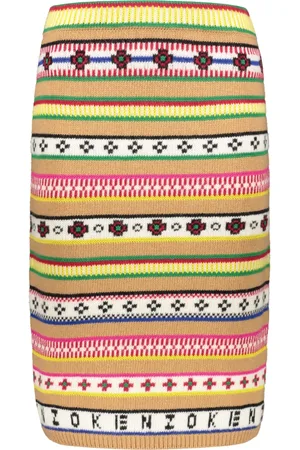 Kenzo Femme, Jupes, Multicolore, Taille: 38 FR Jupe en tricot côtelé avec logo jacquard