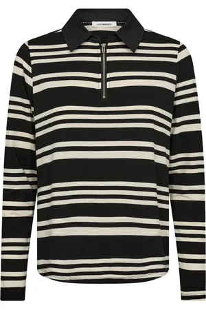 Co`Couture Femme, Tops, Noir, Taille: 40 FR Blouse Polo Sportive à Rayures