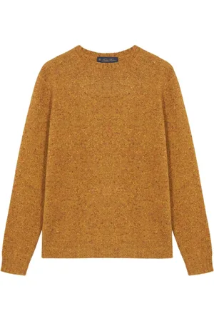 Brooks Brothers Femme, Pulls, Jaune, Taille: 42 FR Pull Col Rond Jaune en Laine et Alpaga