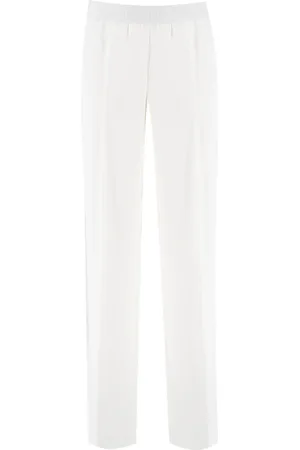 ERMANNO SCERVINO Femme, Pantalons, Blanc, Taille: 36 FR Pantalon Droit à Taille Élastique