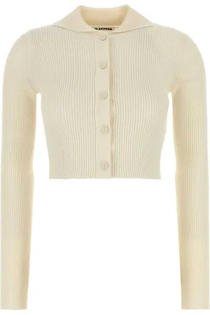 Jil Sander Femme, Pulls, Jaune, Taille: 36 FR Cardigan en Mélange de Laine Crème