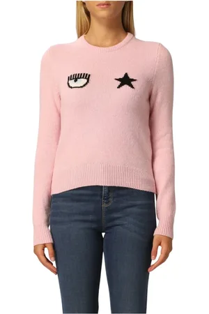 Chiara Ferragni Femme, Pulls, Rose, Taille: 42 FR Maille Tricot Col Rond