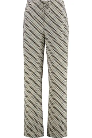 Burberry Femme, Pantalons, Gris, Taille: 36 FR Pantalon en coton à motif à carreaux