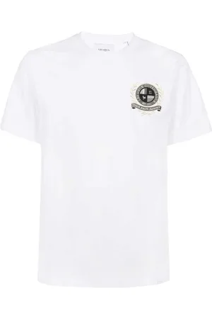 Les Deux Homme, Tops, Blanc, Taille: S T-shirt Ras du Cou Côtelé