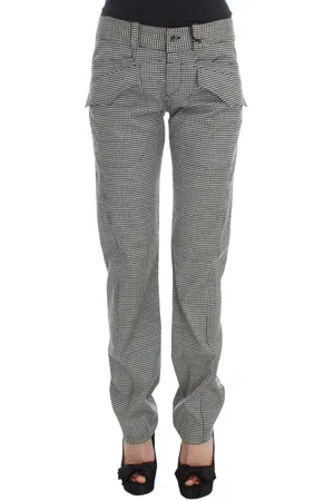 ERMANNO SCERVINO Femme, Pantalons, Noir, Taille: 40 FR Pantalon Décontracté en Coton à Carreaux Noirs et Blancs
