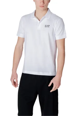 EA7 Homme, Tops, Blanc, Taille: 2XL Polo en coton stretch Core Identity