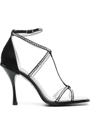 Dsquared2 Femme, Chaussures, Noir, Taille: 37 EU Sandales Élégantes à Talons Hauts Ornées de Cristaux