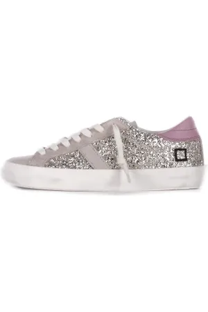 D.A.T.E. Femme, Chaussures, Gris, Taille: 39 EU Baskets en Cuir avec Détails Métalliques