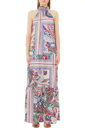 Liu Jo Femme, Robes, Multicolore, Taille: 38 FR Robe sans manches multicolore à ourlet volanté