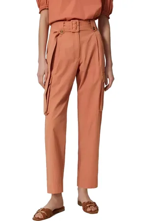 Twin-Set Femme, Pantalons, , Taille: 38 FR Pantalon Cargo en Coton à Taille Haute