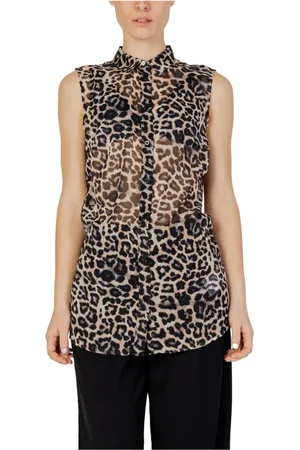Guess Femme, Blouses et Chemises, Multicolore, Taille: 36 FR Chemise sans manches à imprimé léopard