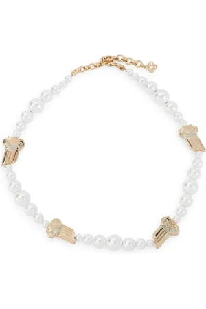 Casablanca Homme, Accessoires, Blanc, Taille: ONE Size Collier Métallique avec Perles Éclatantes