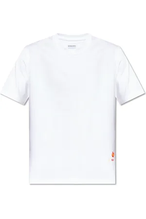 Bottega Veneta Homme, Tops, Blanc, Taille: M T-shirt avec broderie