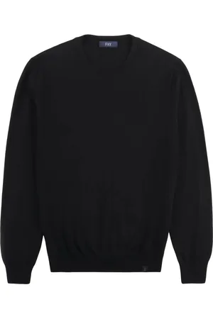 FAY Homme, Pulls, Noir, Taille: M Pull en laine mérinos avec empiècements contrastants