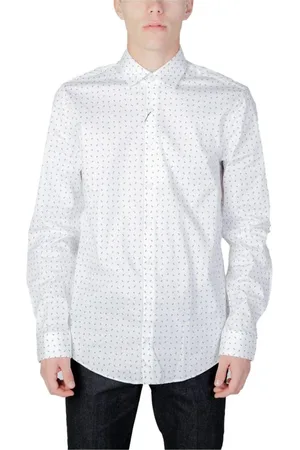 Calvin Klein Homme, Chemises, Blanc, Taille: L Chemise à Manches Longues en Coton Collection Automne/Hiver