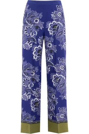 Etro Femme, Pantalons, Bleu, Taille: 42 FR Pantalon Palazzo en Crêpe de Chine de Soie