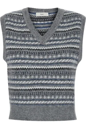 DUNST Femme, Pulls, Gris, Taille: 40 FR Gilet en maille à motifs veste grise