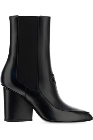 Salvatore Ferragamo Femme, Chaussures, Noir, Taille: 38 EU Marineo Bottines à Logo Gancini