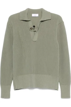 LARDINI Homme, Pulls, Vert, Taille: S Pull Vert à Col Ouvert Coton