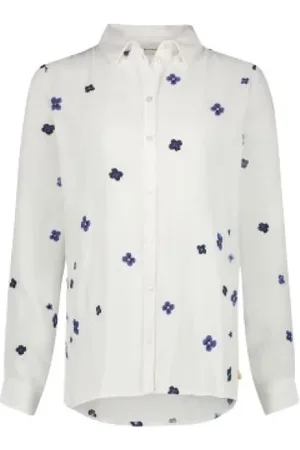 Fabienne Chapot Femme, Blouses et Chemises, Blanc, Taille: 40 FR Chemisier en Viscose Brodé de Motifs Floraux
