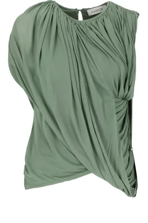 Lanvin Femme, Blouses et Chemises, Vert, Taille: 38 FR Haut en Viscose et Soie Vert avec Drapé