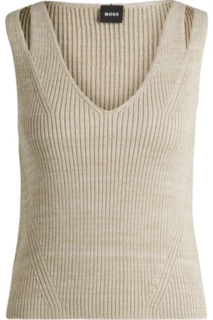HUGO BOSS Femme, Pulls, , Taille: 38 FR Haut Tricot Élégant avec Col en V
