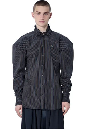 Vivienne Westwood Homme, Chemises, Bleu, Taille: L Chemise de football en popeline de coton à volants