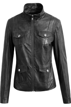 Btfcph Femme, Vestes, Noir, Taille: 38 FR Blouson de motard en cuir avec col montant