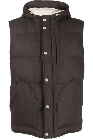 ELEVENTY Homme, Vestes, Brun, Taille: L Gilet à Capuche en Soie et Cachemire