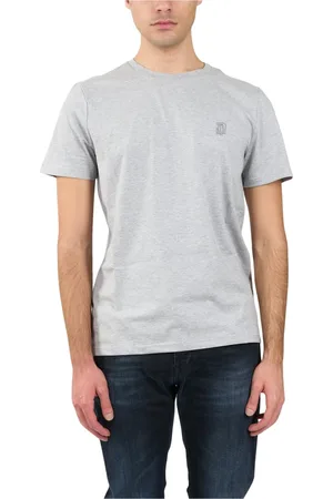 Dondup Homme, Tops, Gris, Taille: S T-shirt en jersey avec broderie sur la poitrine