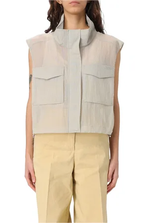 Pinko Femme, Vestes, Gris, Taille: 38 FR Gilet Style Accordéon Ripstop