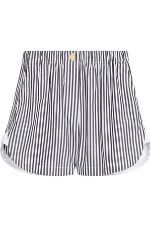 Sportmax Femme, Shorts, Bleu, Taille: 40 FR Shorts en coton rayé avec taille élastique