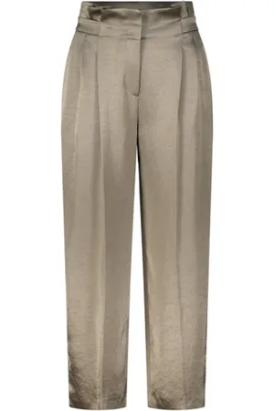 Marc Cain Femme, Pantalons, Vert, Taille: 36 FR Pantalon Large Satiné Taille Haute