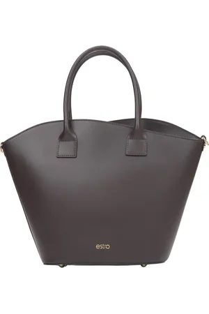 Estro Femme, Sacs, Brun, Taille: ONE Size Sac Shopper en Cuir Italien Premium Marron Foncé